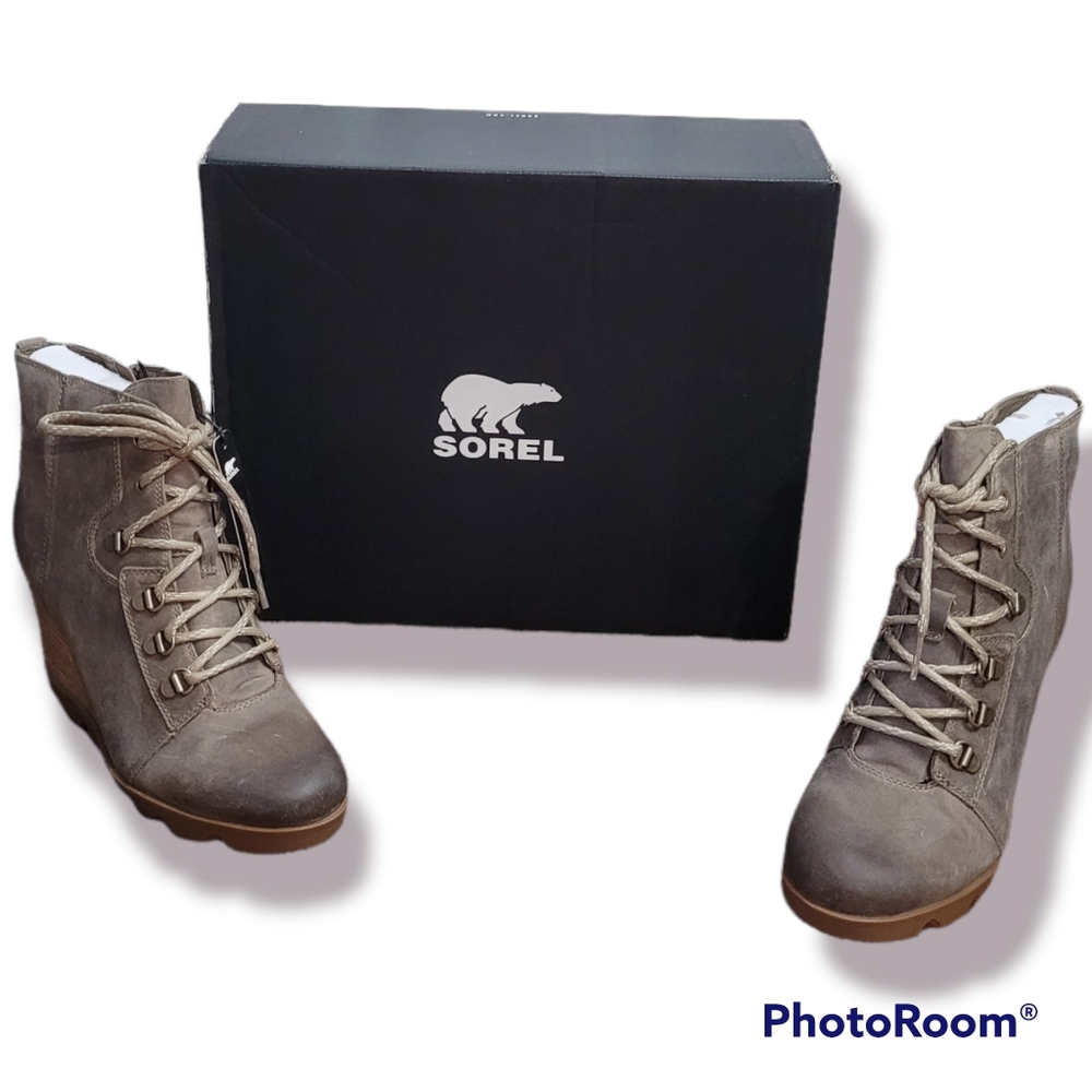 Sorel Joan Of Arc Uptown Waterproof Wedge In Khaki - Picture 9 of 11